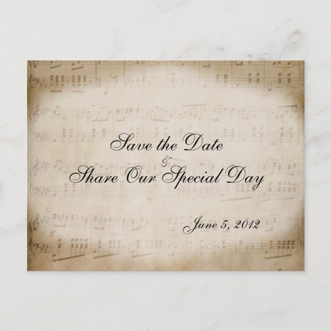Sheet Music Save the Date Postcard (Front)