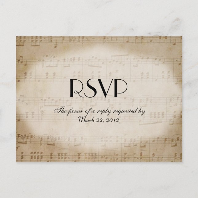 Sheet Music Theme RSVP Dinner Choices Invitation Postcard (Front)