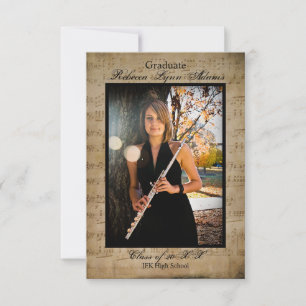 Sheet Music w/Photos - 3x5Graduation Announcement