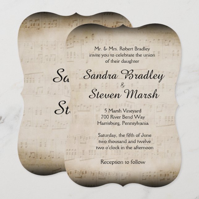 Sheet Music Wedding Invitation (Front/Back)
