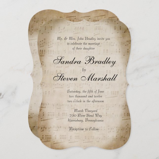 Sheet Music Wedding Invitation (Front/Back)