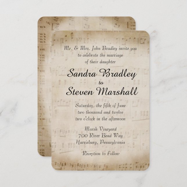 Sheet Music Wedding Invitation (Front/Back)