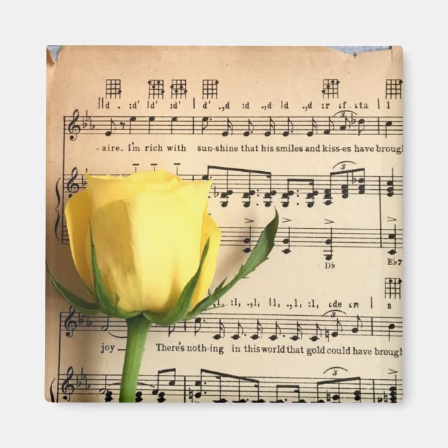 Sheet Music Yellow Rose Magnet (Front)