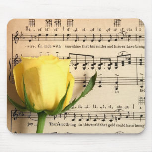 Sheet Music Yellow Rose Mouse Pad