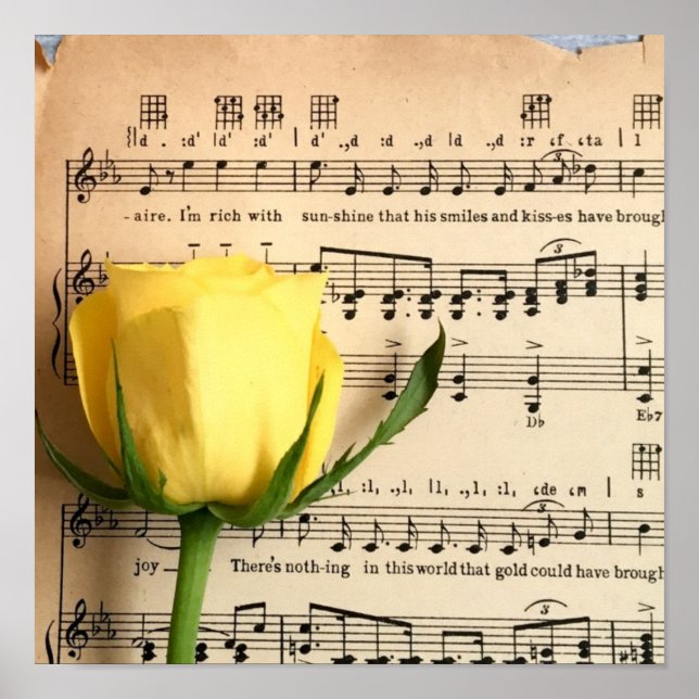 Sheet Music Yellow Rose Poster (Front)