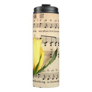 Sheet Music Yellow Rose Thermal Tumbler