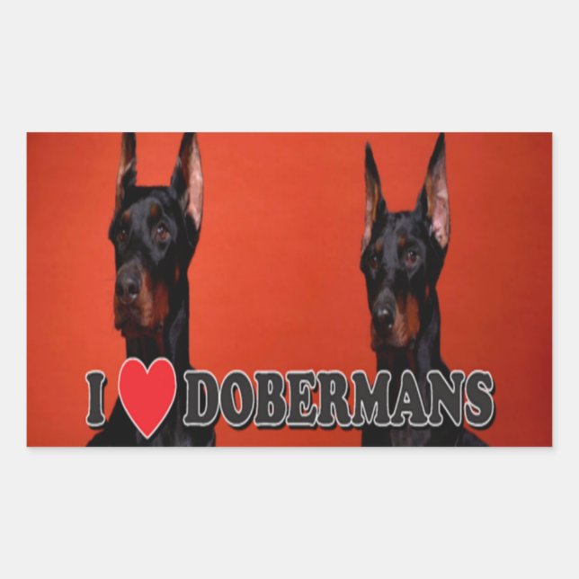 Sheet of 4 -  I Love Doberman Stickers (Front)