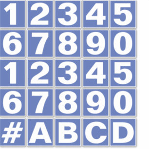 Sheet of Numbers in Blue and White Stickers