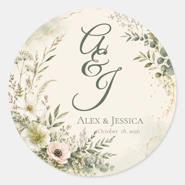 Sheet: Personalised Botanical Wedding Seal (Front)