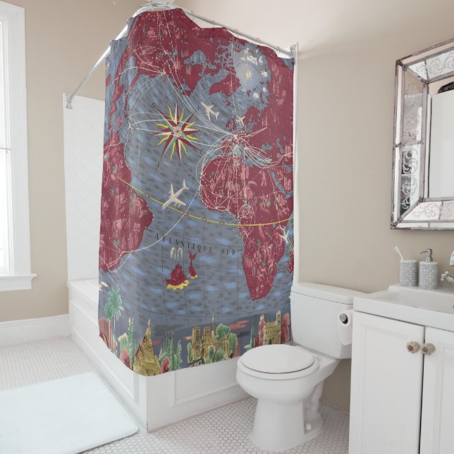 Sheets 1-8: Air France Shower Curtain (In Situ)