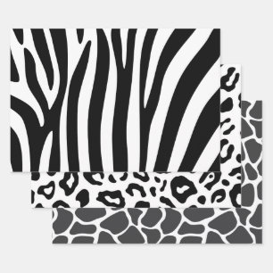 Sheets Wrapping Paper Zebra Leopard Giraffe Prints