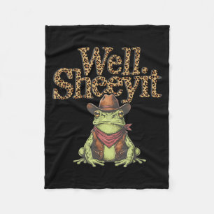 Sheeyit Leopard Shirt - Funny Meme Cowboy Frog Fleece Blanket