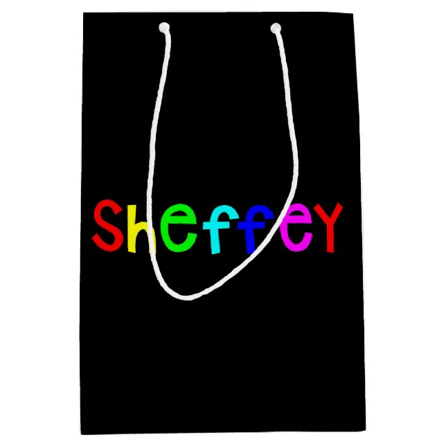 Sheffey Bold Rainbow Fonts Medium Gift Bag (Front)