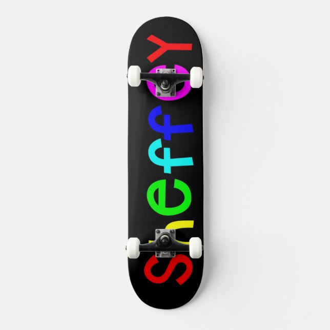Sheffey Bold Rainbow Fonts Skate Board (Front)