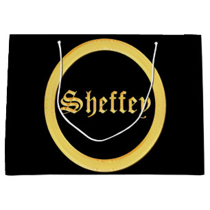 Sheffey Fonts - Black and Gold Monogram Large Gift Bag