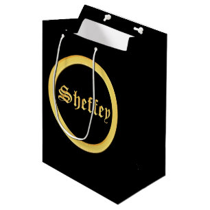 Sheffey Fonts - Black and Gold Monogram Medium Gift Bag