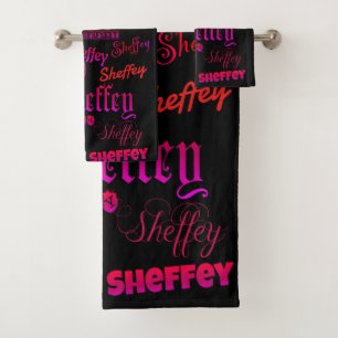 Sheffey Fonts - Pink and Red Bath Towel Set