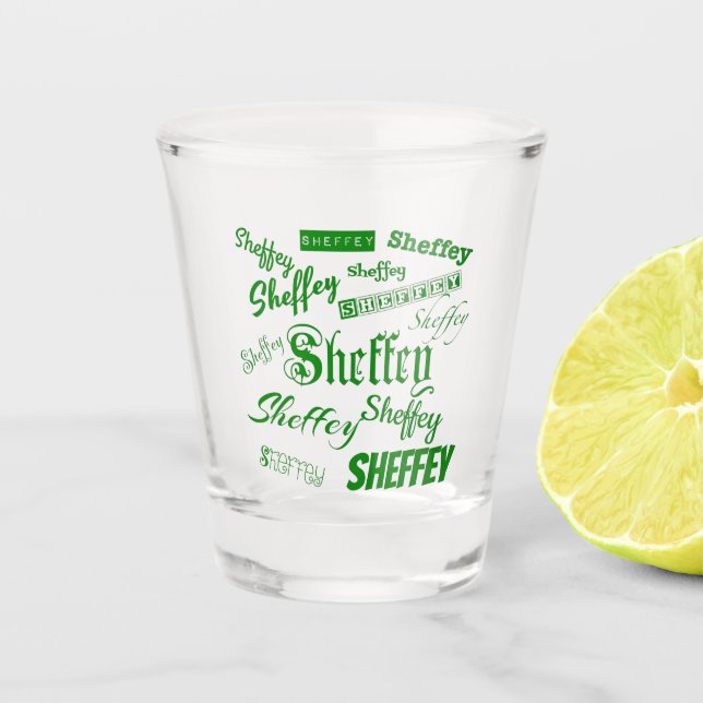 Sheffey Green Fonts - 9568 Shot Glass (Front)