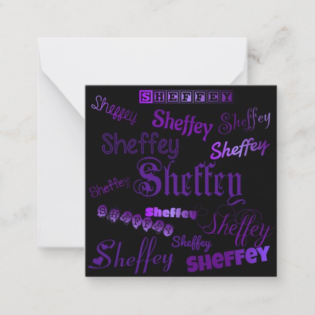 Sheffey Purple Fonts Card (Front)