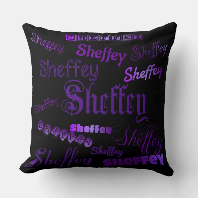Sheffey Purple Fonts Cushion (Front)