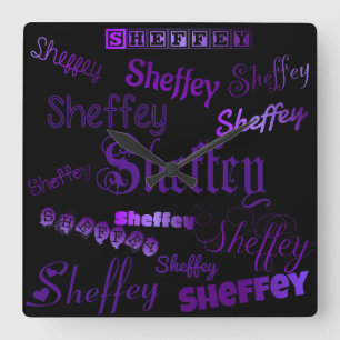 Sheffey Purple Fonts Square Wall Clock