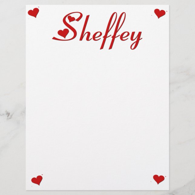 Sheffey with two red hearts  custom letterhead (Front)