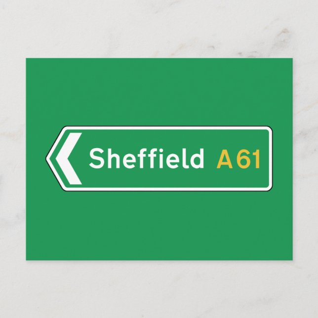 Sheffield, UK Road Sign Postcard (Front)