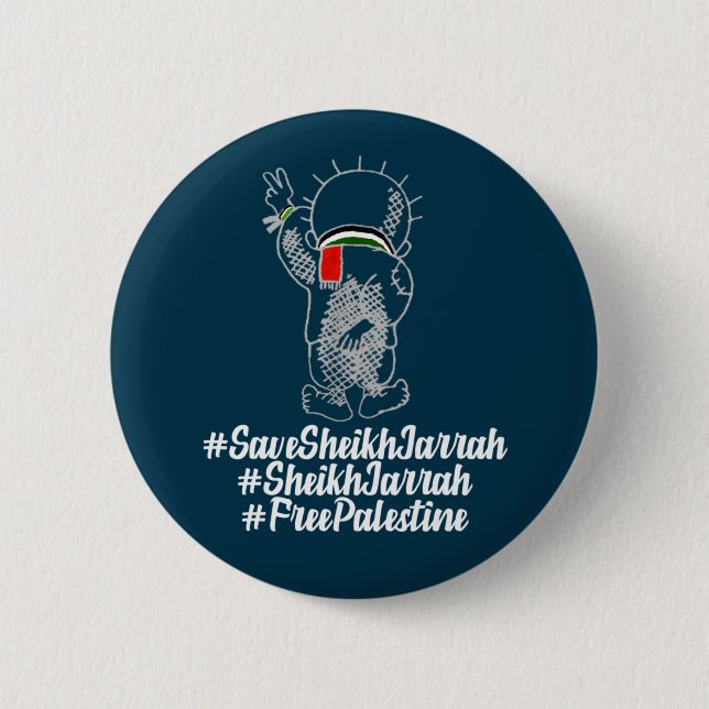 Sheikh Jarrah Free Palestine Palestinian 6 Cm Round Badge (Front)