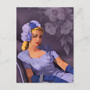 Sheila - 1940s Evening Wear in Lavender and Mauve Postcard