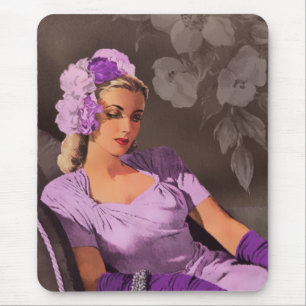 Sheila - 1940s Evening Wear in Lilac and Taupe Mouse Pad