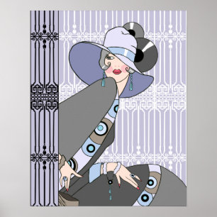 Shelby, 1920s Art Deco Lady in Mauve and Grey Poster