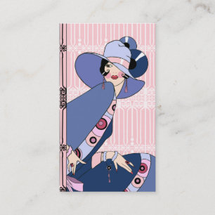 Shelby, 1920s Art Deco Lady in Pink and Blue Business Card