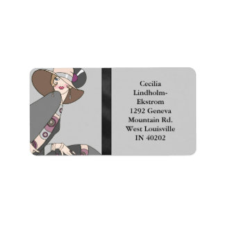 Shelby, 1920s Lady in Grey and Rose Label