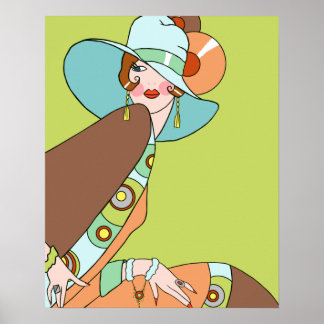 Shelby, 1920s Lady in Kiwi and Brown Poster