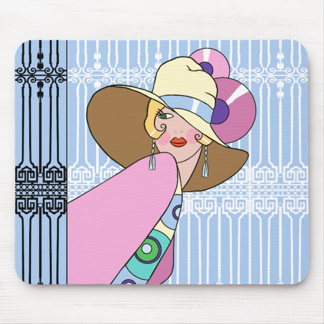 Shelby, 1930s Lady in Blue and Pink Mouse Pad (Front)