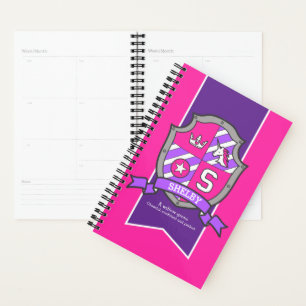 Shelby name meaning knight shield initial S pink Planner