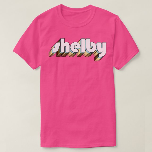 Shelby Retro Rainbow Typography Faded Style T-Shirt (Design Front)
