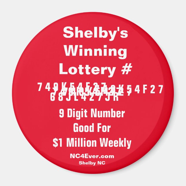 Shelby's Winning Lottery Number Magnet (Front)