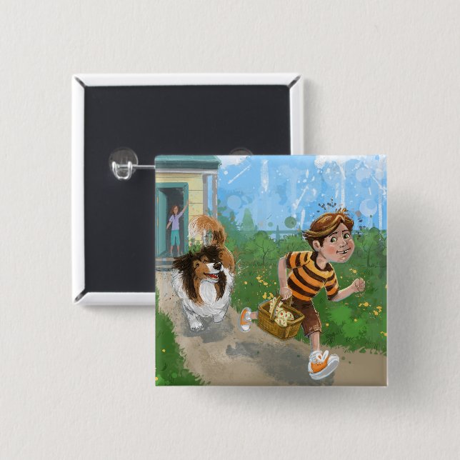 Sheldon and Davie Adventure 15 Cm Square Badge (Front & Back)