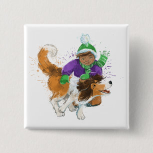 Sheldon the Sheltie and His Boy 15 Cm Square Badge