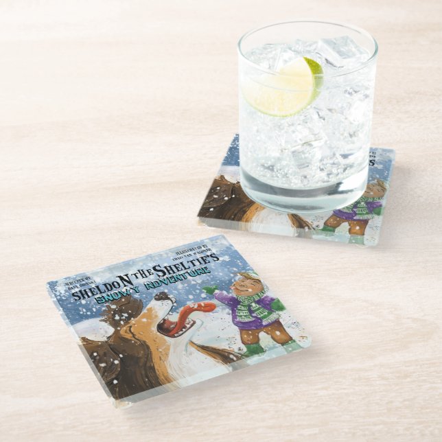 Sheldon the Sheltie Glass Coaster (Angled)