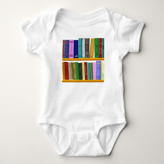shelf books library reading baby bodysuit (Front)