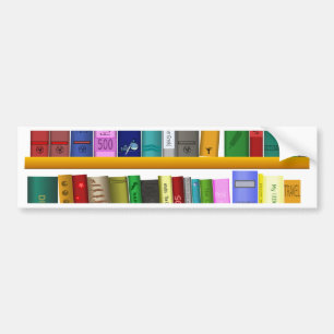 shelf books library reading bumper sticker