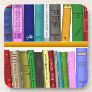 shelf books library reading coaster