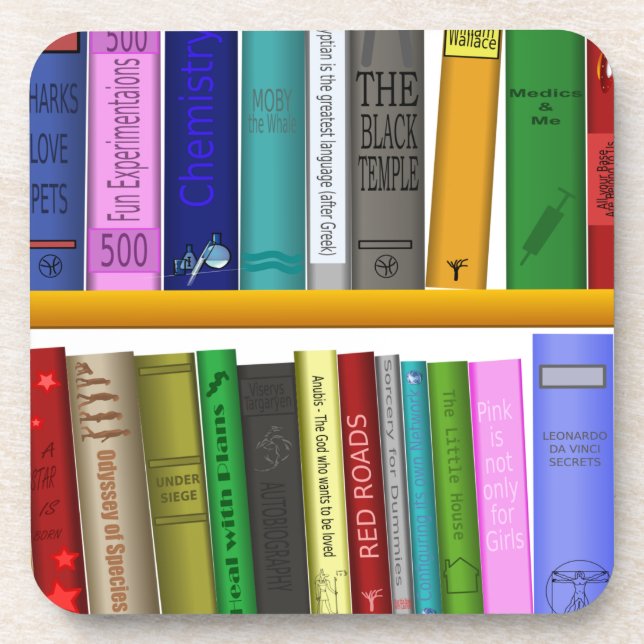 shelf books library reading coaster (Front)
