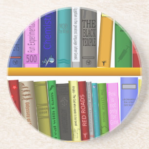 shelf books library reading coaster