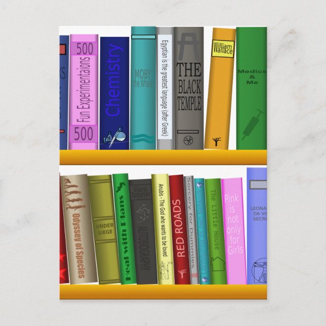 shelf books library reading postcard (Front)