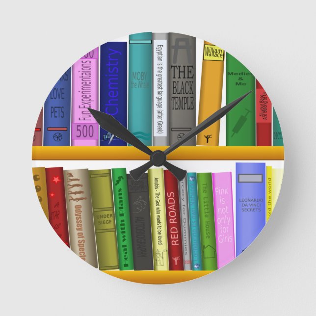 shelf books library reading round clock (Front)