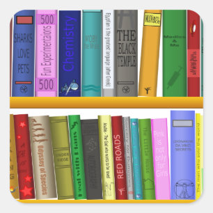 shelf books library reading square sticker