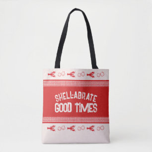 Shell-abrate Good Times Casual Seafood Gingham Tote Bag